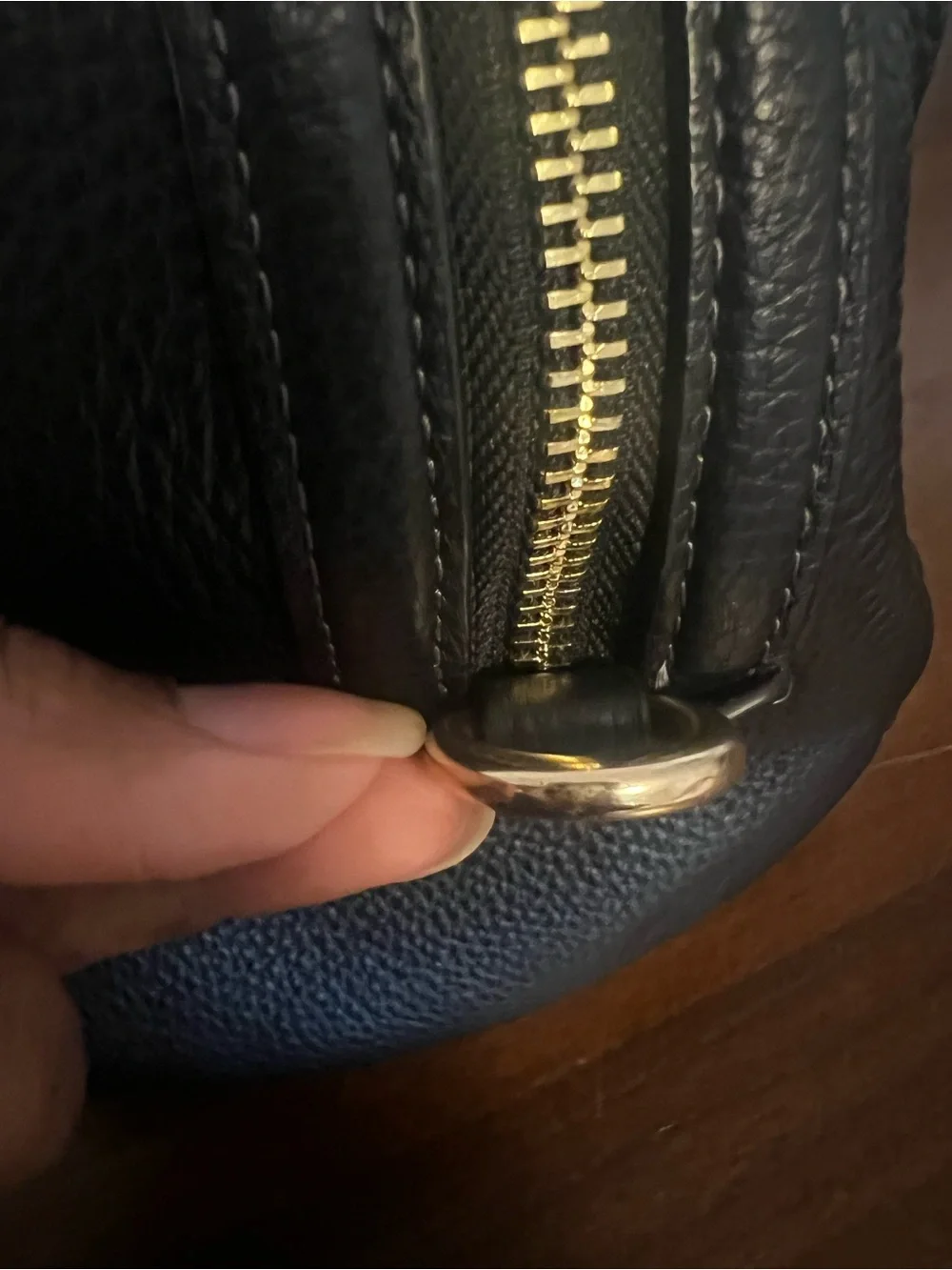 Authentic Coach Black Pebbled Leather Large Rowan Satchel with Gold Accents